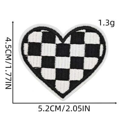 heart patch Checkered Iron On Patch Checkered Heart Patch