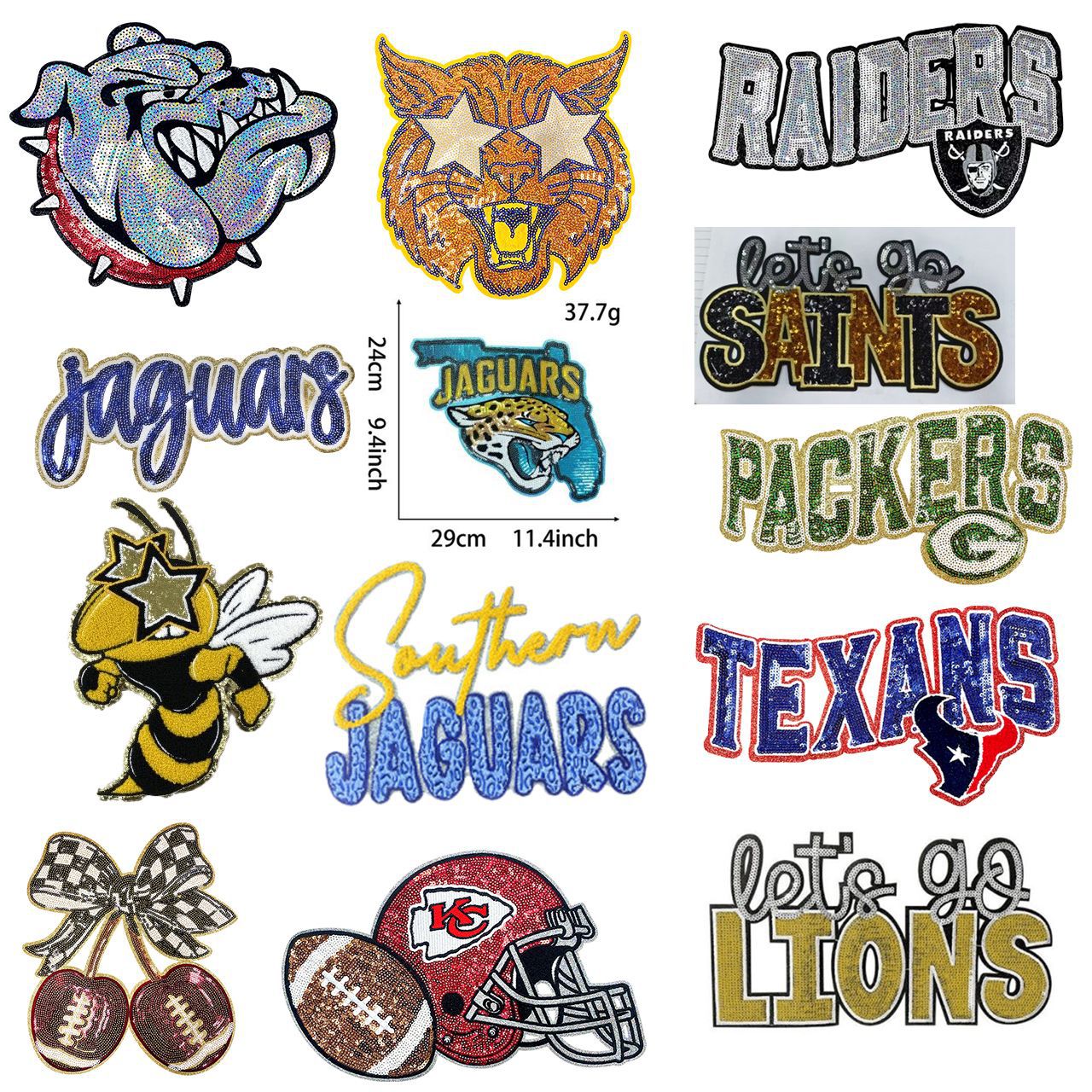 Raiders/Saints/Packers patch