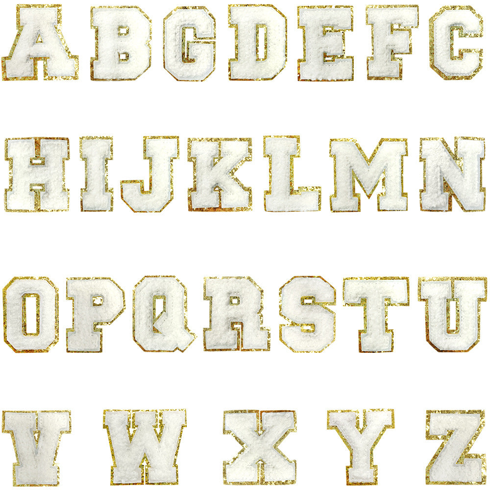 5.5Cm chenille gold leather, a set of 26 English letters A-Z