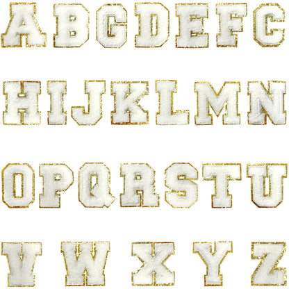 5.5Cm chenille gold leather, a set of 26 English letters A-Z