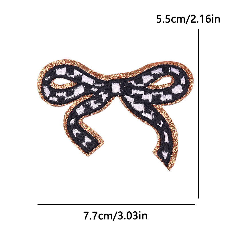 New Bow Glitter Embroidery Cloth Sticker Hot Sale Punk Skull Finger Horseshoe Patch