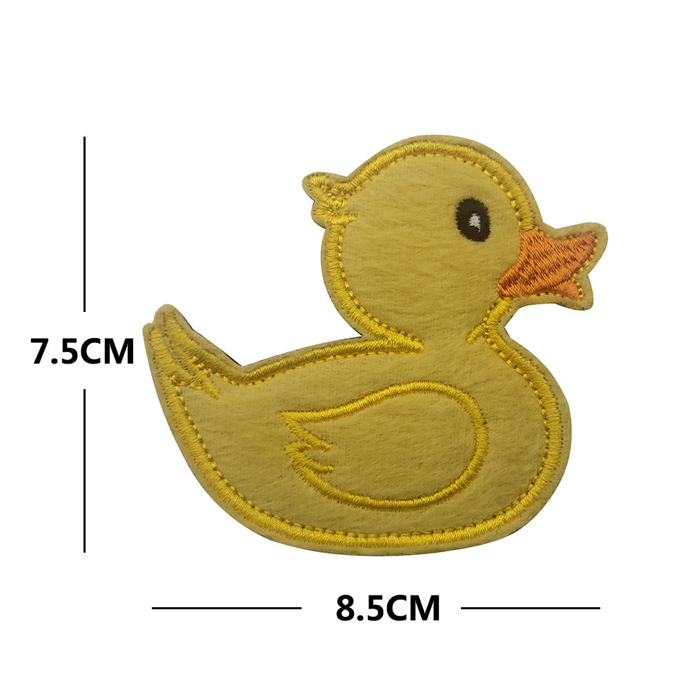 Cartoon embroidery little yellow duck plush armband this is fine personality morale chapter Velcro patches