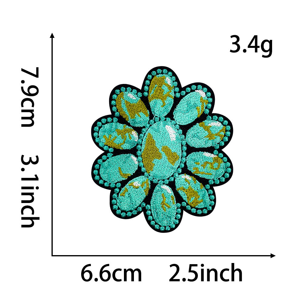 Turquoise series lake green bow spade western cowboy cowgirl iron patch