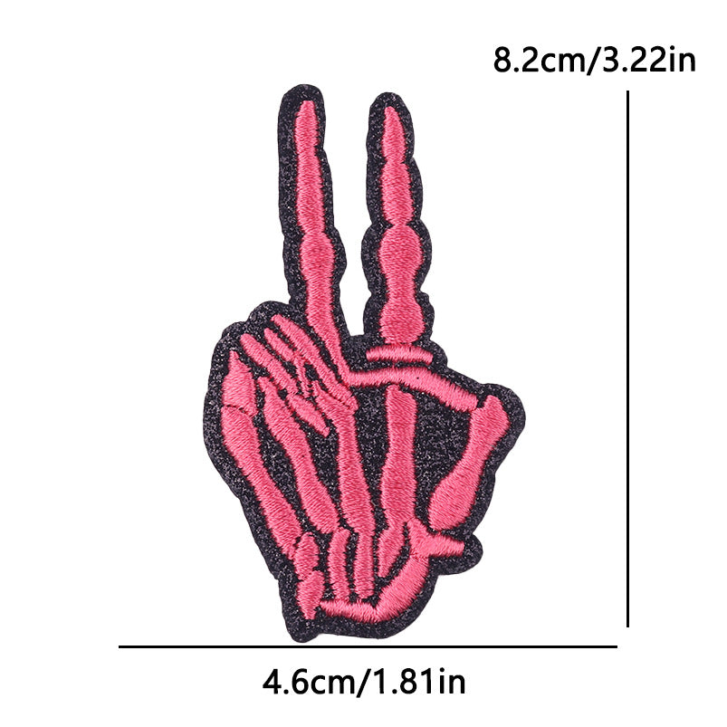 New Bow Glitter Embroidery Cloth Sticker Hot Sale Punk Skull Finger Horseshoe Patch