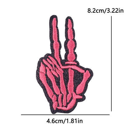 New Bow Glitter Embroidery Cloth Sticker Hot Sale Punk Skull Finger Horseshoe Patch