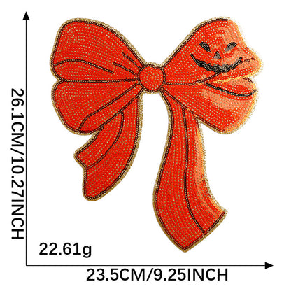 Halloween pumpkin sequins bow patch