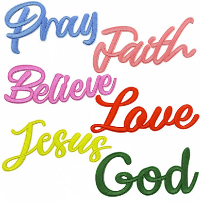 word pray jesus love faith patch