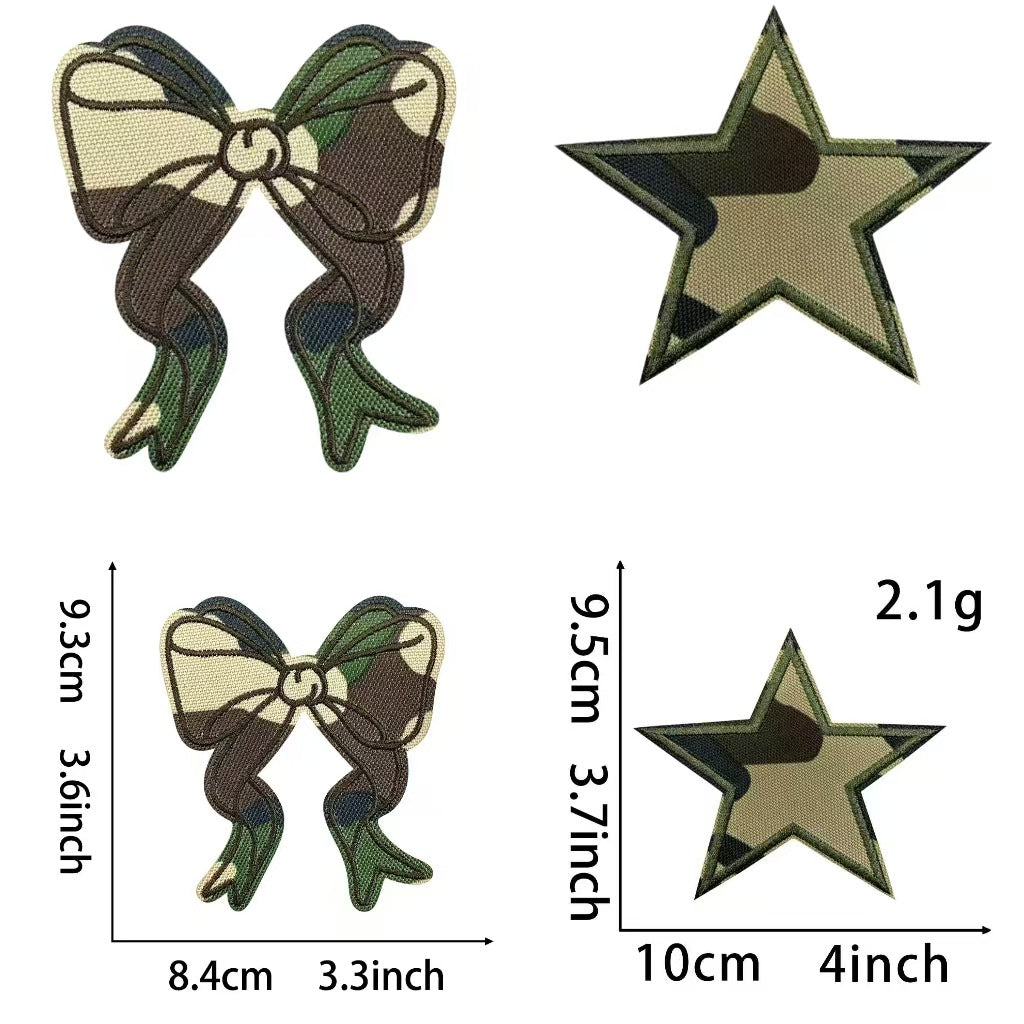 Camouflage bow camouflage star cloth sticker, army greenpatch