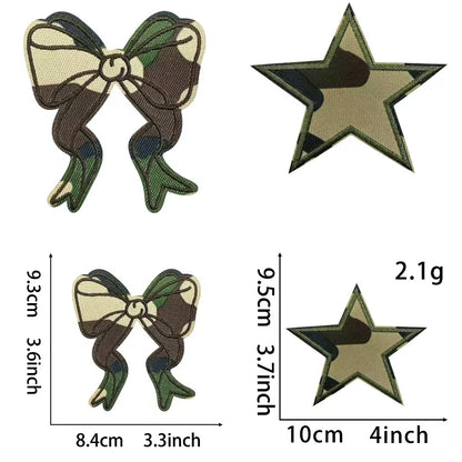 Camouflage bow camouflage star cloth sticker, army greenpatch
