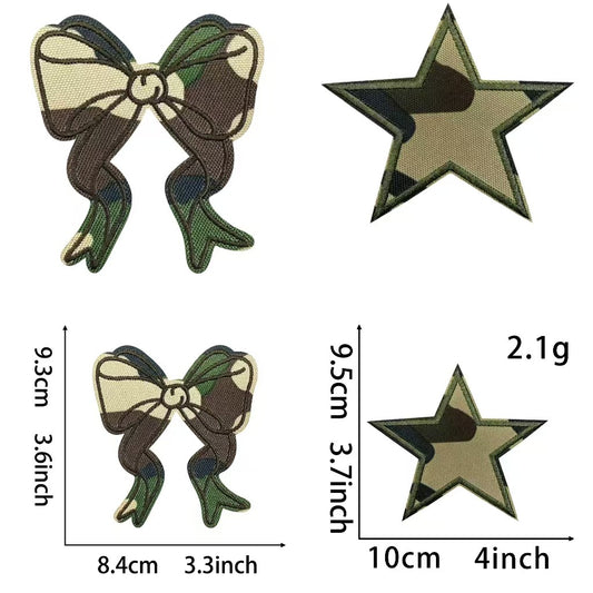 Camouflage bow camouflage star cloth sticker, army greenpatch