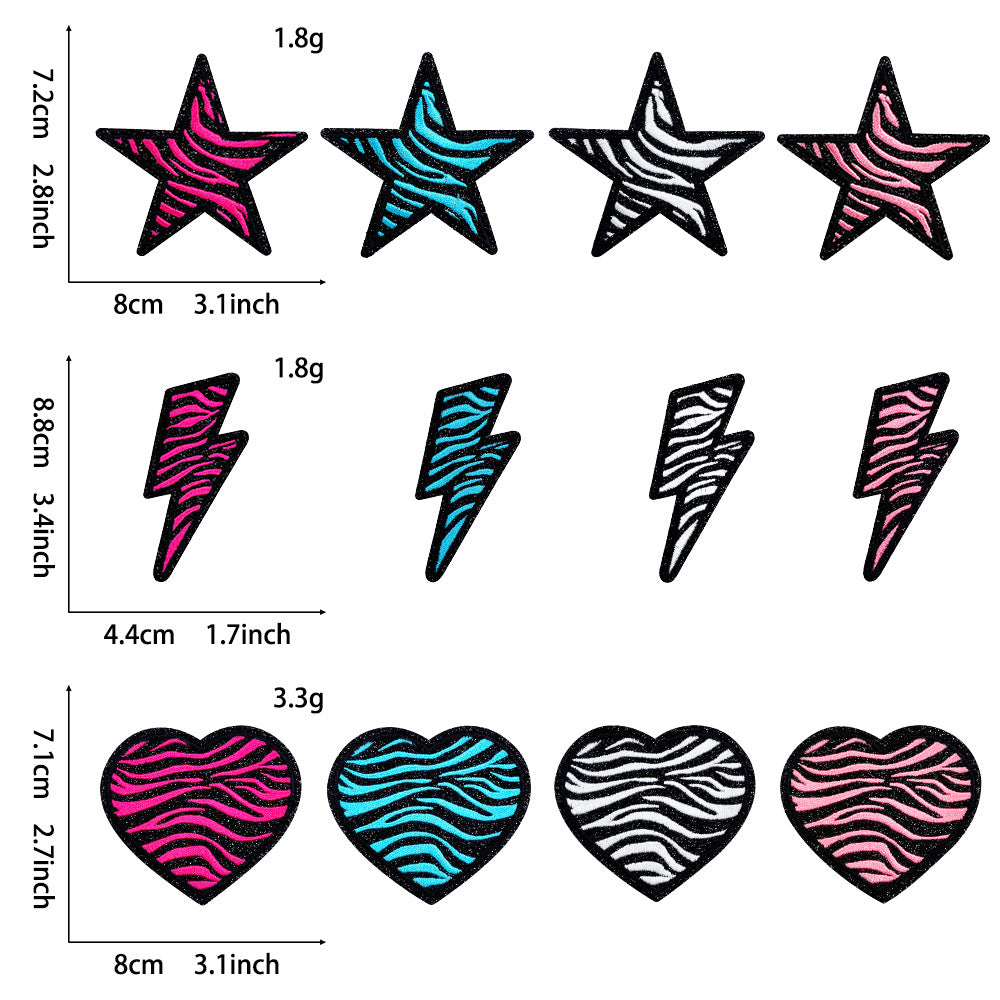 heart Zebra texture star lightning a set 12pcs small patches