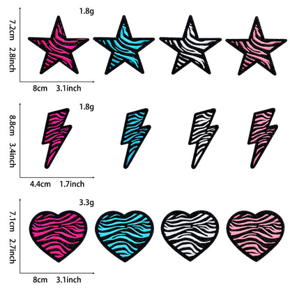 heart Zebra texture star lightning a set 12pcs small patches