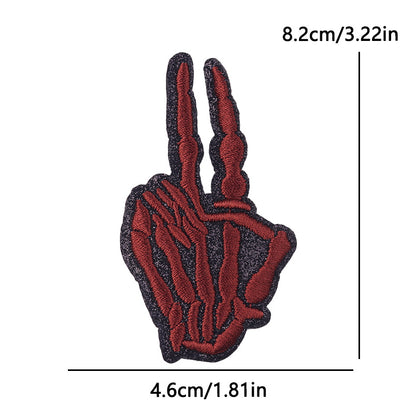 New Bow Glitter Embroidery Cloth Sticker Hot Sale Punk Skull Finger Horseshoe Patch