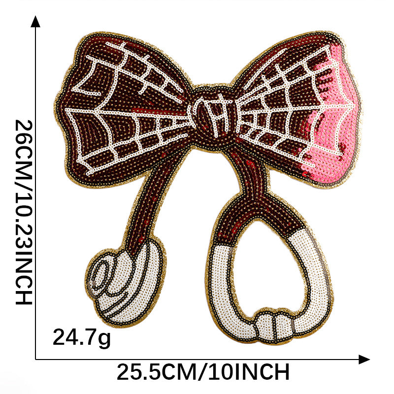 Halloween pumpkin sequins bow patch