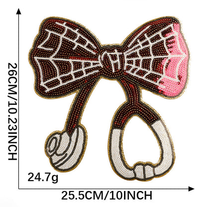 Halloween pumpkin sequins bow patch