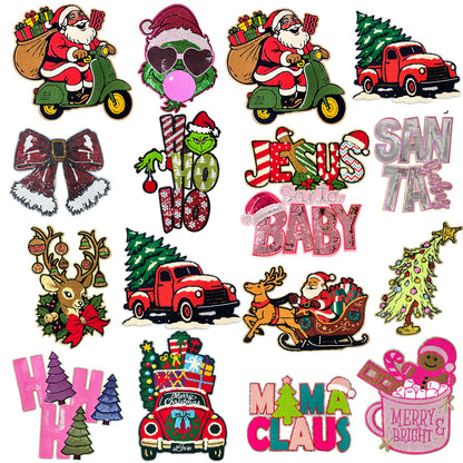 Grinch Christmas santa Large OH SNAP Sequin