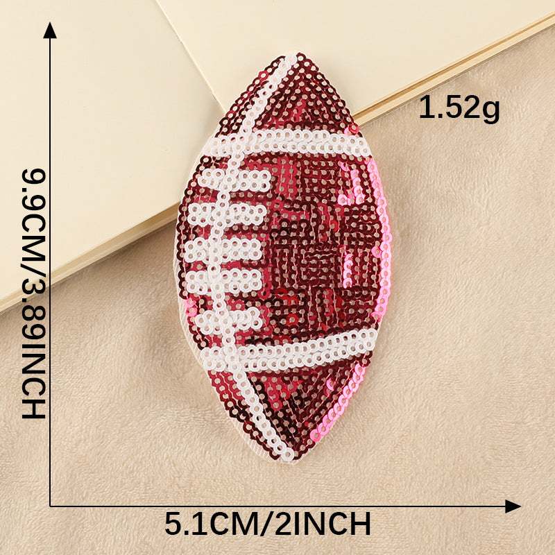Sequin Football 4 INCH Iron on Patch - Clpatch