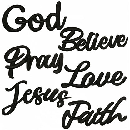 word pray jesus love faith patch