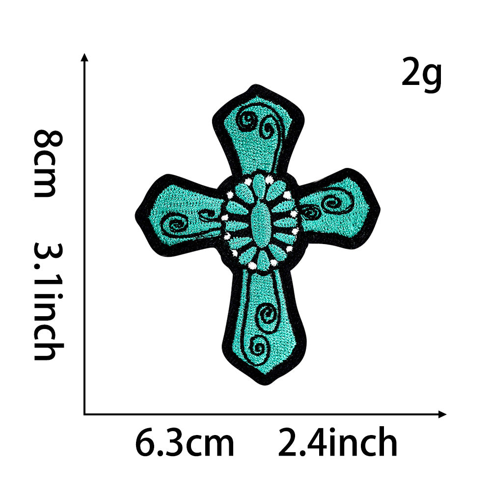 Turquoise series lake green bow spade western cowboy cowgirl iron patch