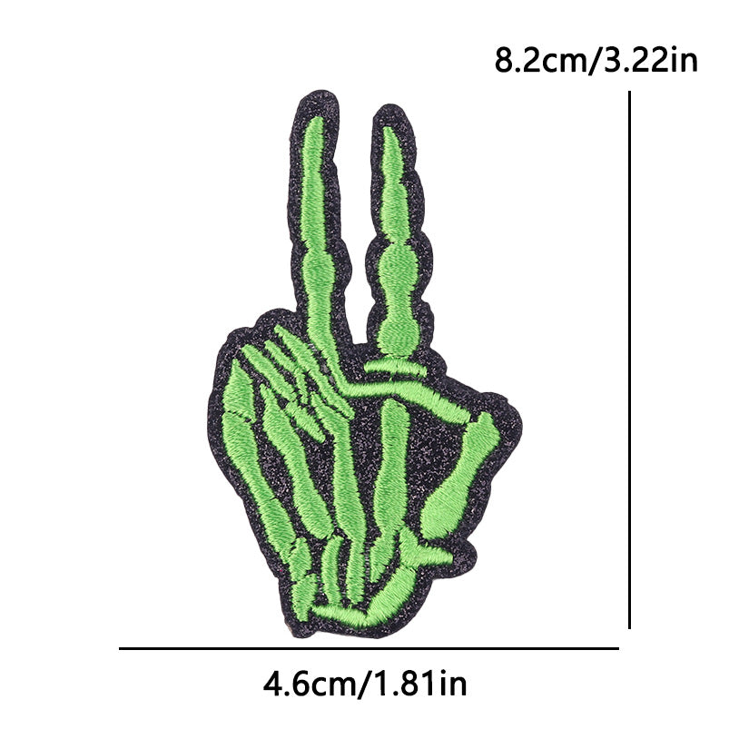 New Bow Glitter Embroidery Cloth Sticker Hot Sale Punk Skull Finger Horseshoe Patch