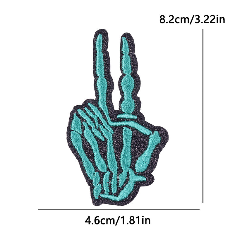 New Bow Glitter Embroidery Cloth Sticker Hot Sale Punk Skull Finger Horseshoe Patch