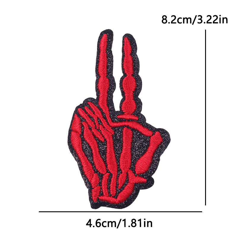 New Bow Glitter Embroidery Cloth Sticker Hot Sale Punk Skull Finger Horseshoe Patch