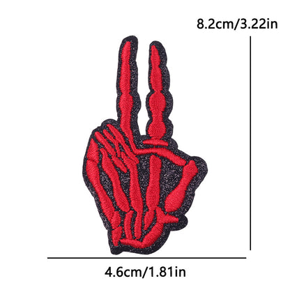 New Bow Glitter Embroidery Cloth Sticker Hot Sale Punk Skull Finger Horseshoe Patch