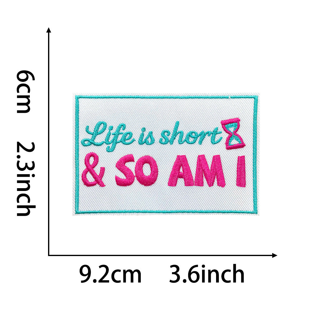 funny phrase rectangular patches