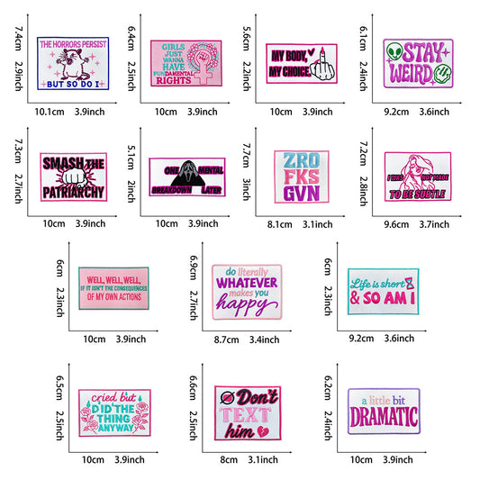 funny phrase rectangular patches