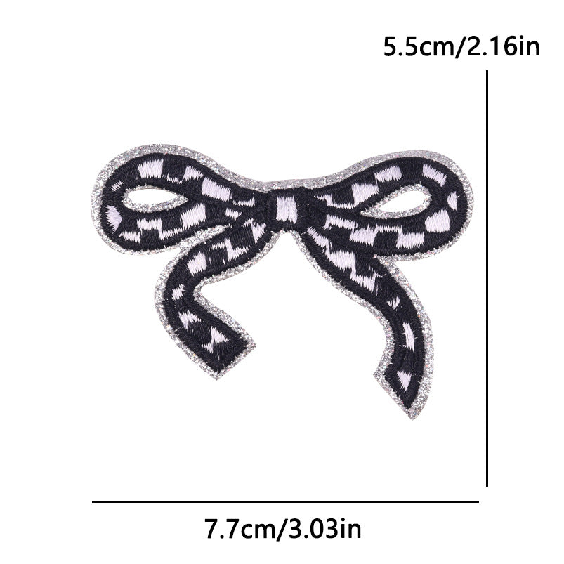 New Bow Glitter Embroidery Cloth Sticker Hot Sale Punk Skull Finger Horseshoe Patch