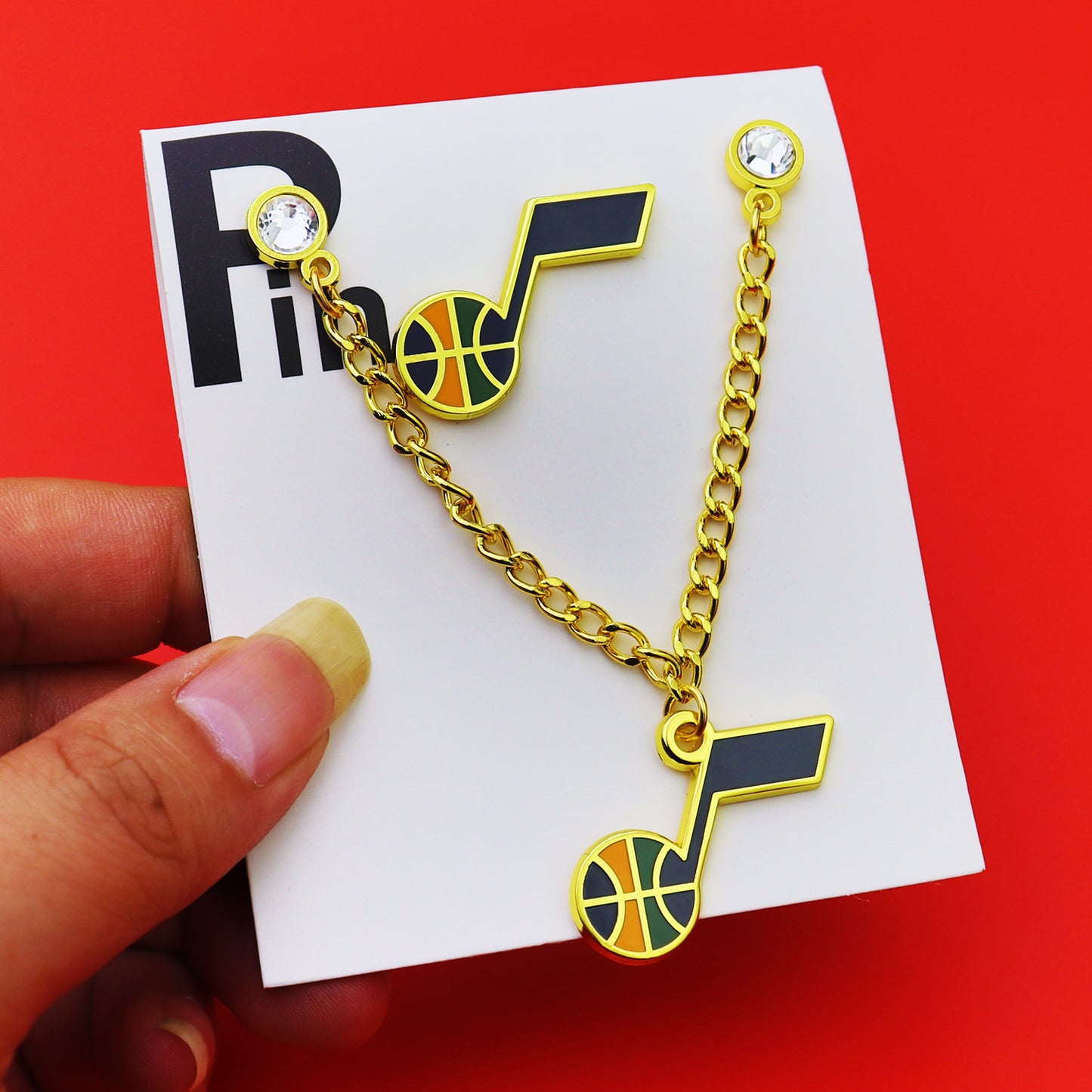 Metal Basketball Chain Hat Pins