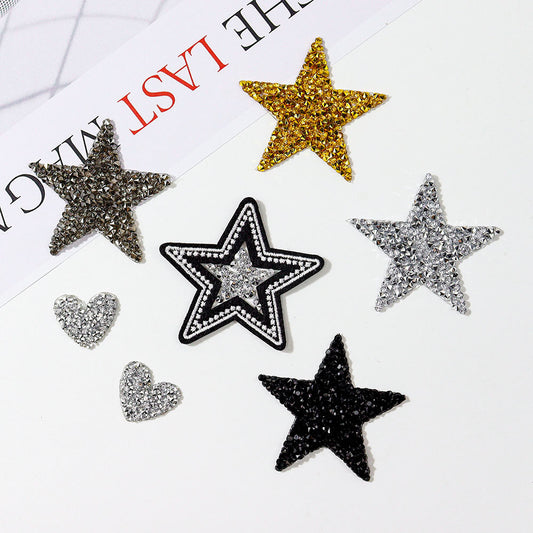 Hot melt hot diamond fashion cloth patch sticker star iron on patch