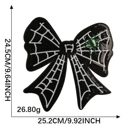 Halloween pumpkin sequins bow patch