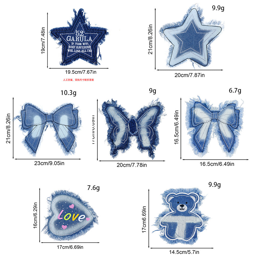 Retro bow Star sewn no glue patches