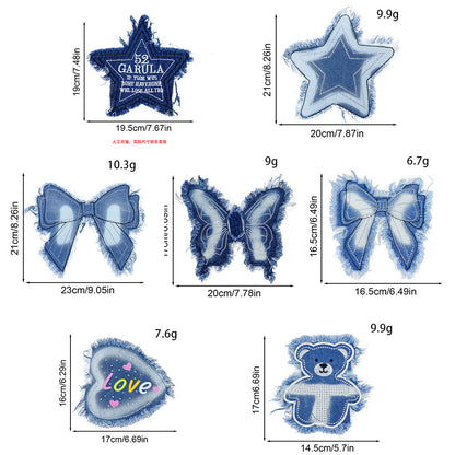 Retro bow Star sewn no glue patches