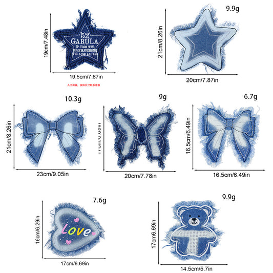 Retro bow Star sewn no glue patches