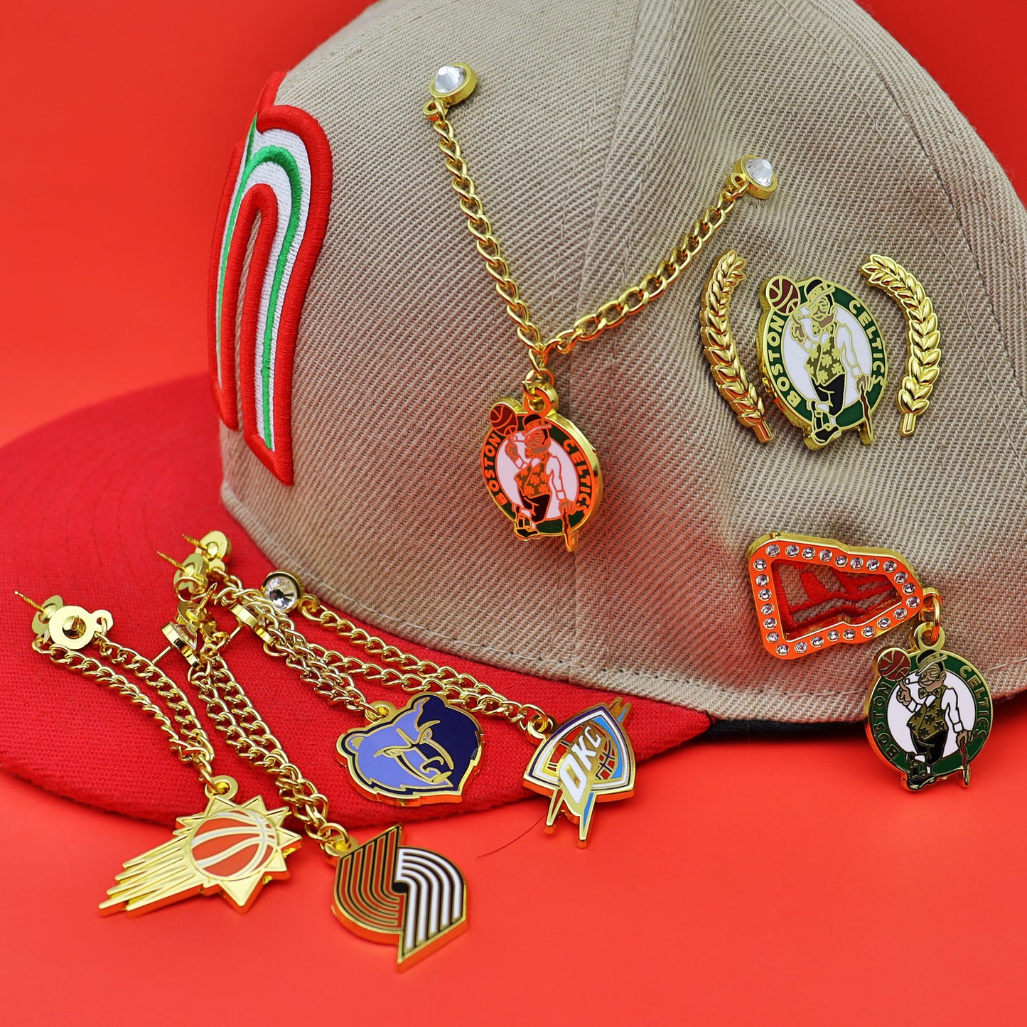 Metal Basketball Chain Hat Pins