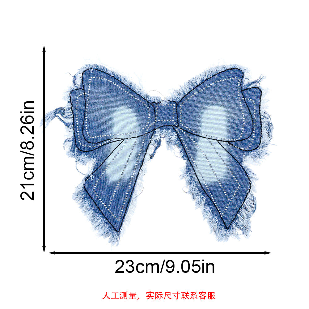 Retro bow Star sewn no glue patches