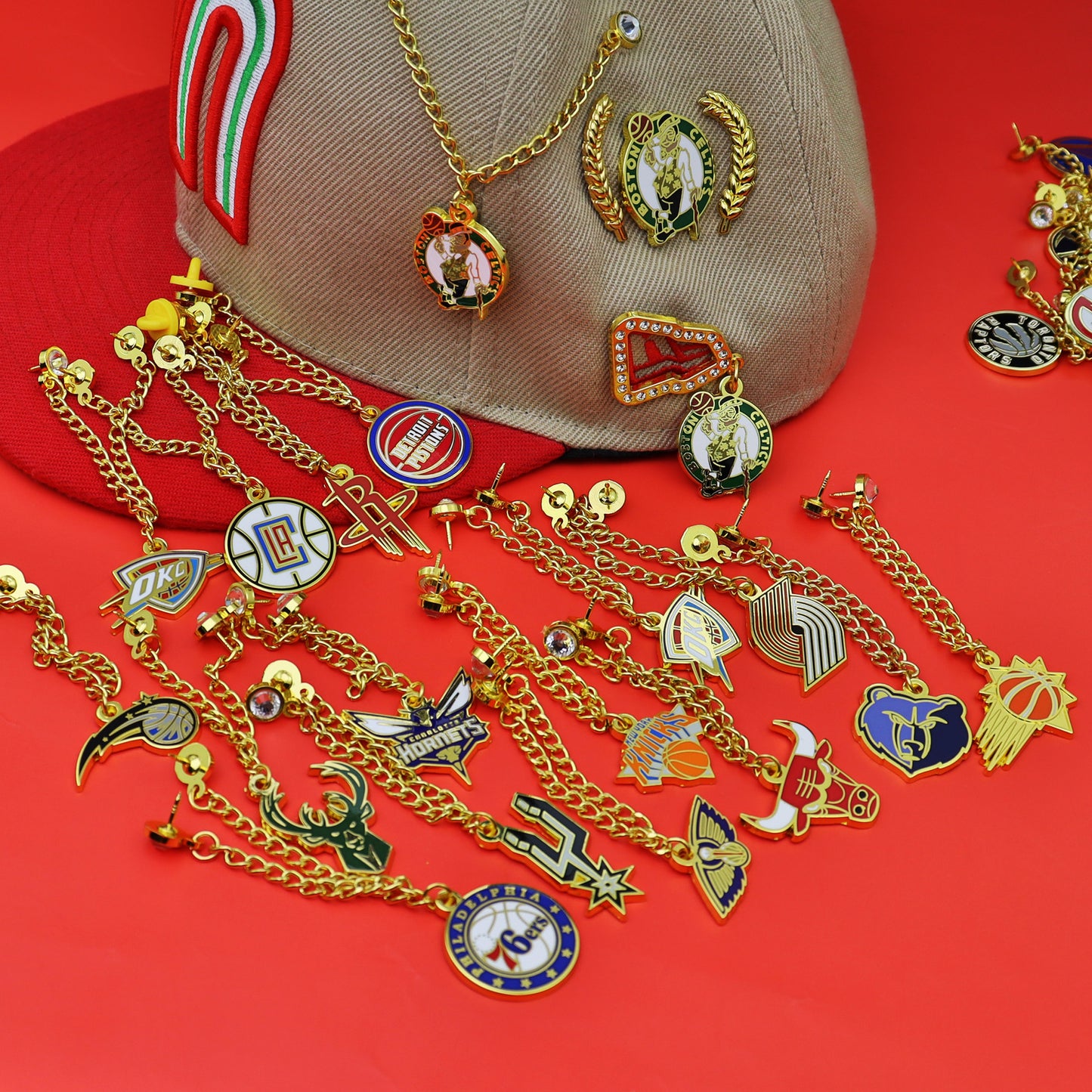 Metal Basketball Chain Hat Pins