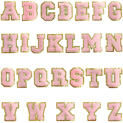 5.5Cm chenille gold leather, a set of 26 English letters A-Z