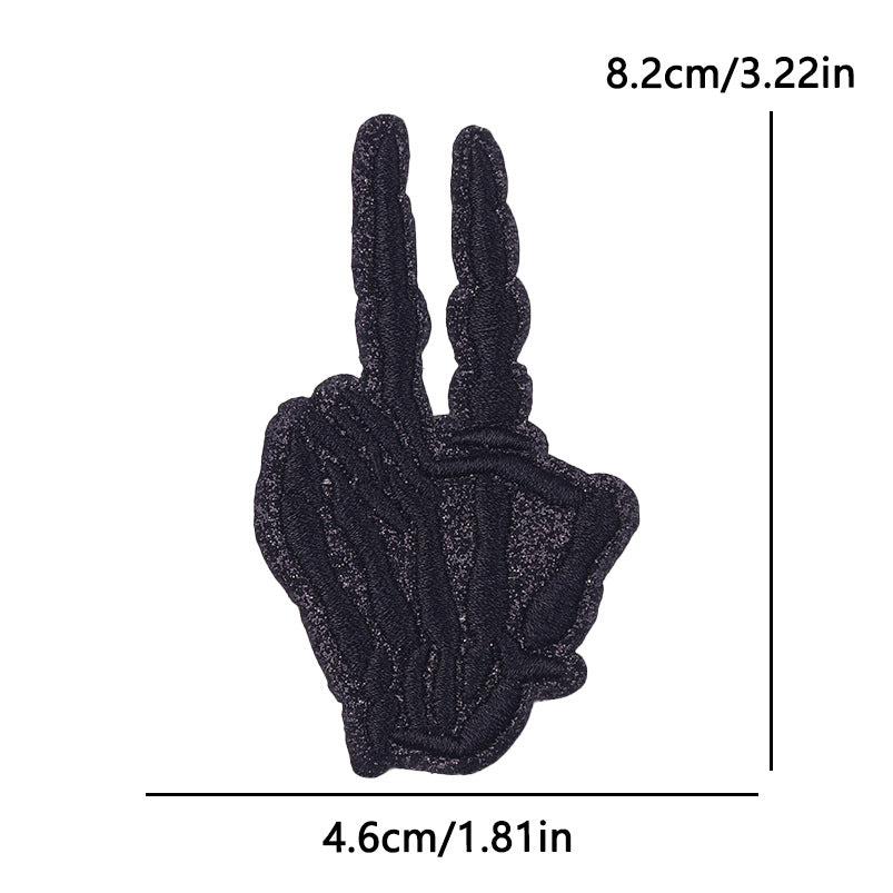 New Bow Glitter Embroidery Cloth Sticker Hot Sale Punk Skull Finger Horseshoe Patch