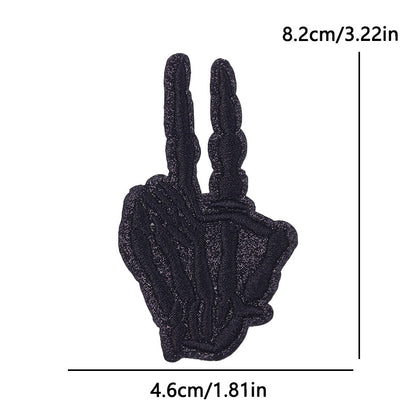 New Bow Glitter Embroidery Cloth Sticker Hot Sale Punk Skull Finger Horseshoe Patch