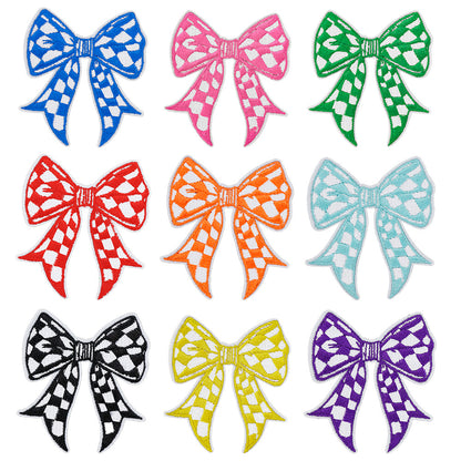 9 pcs New plaid bow patch 2.7'