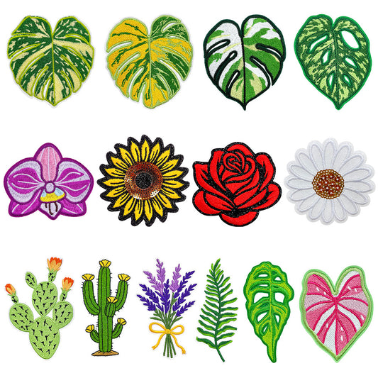 Natural Style Plant Flower Monstera Rose Sunflower Cactus DIY Patch