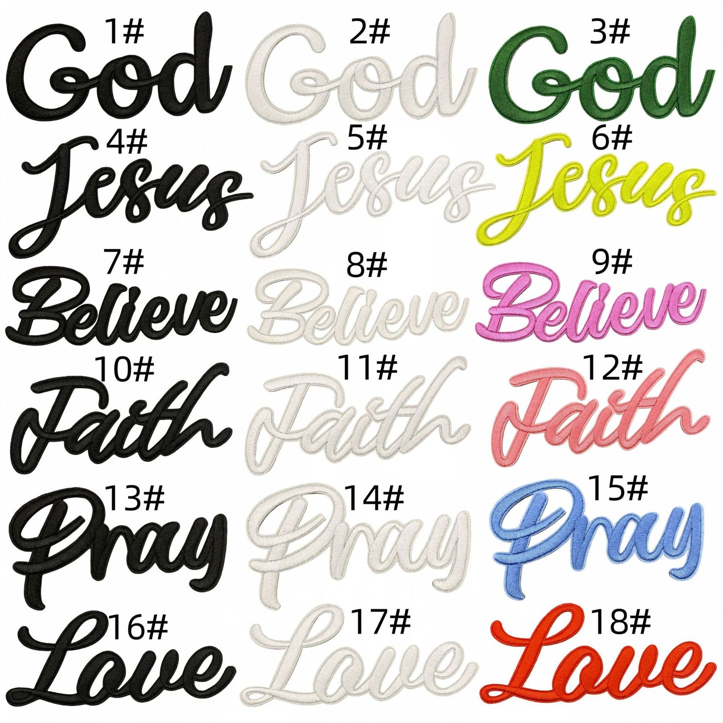 word pray jesus love faith patch