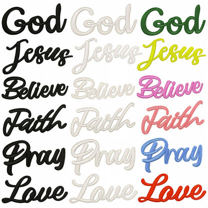 word pray jesus love faith patch