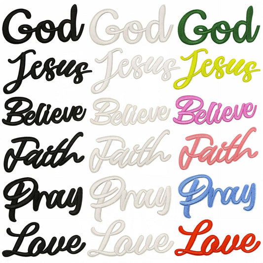word pray jesus love faith patch