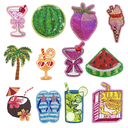 12 summer sequins drink patches