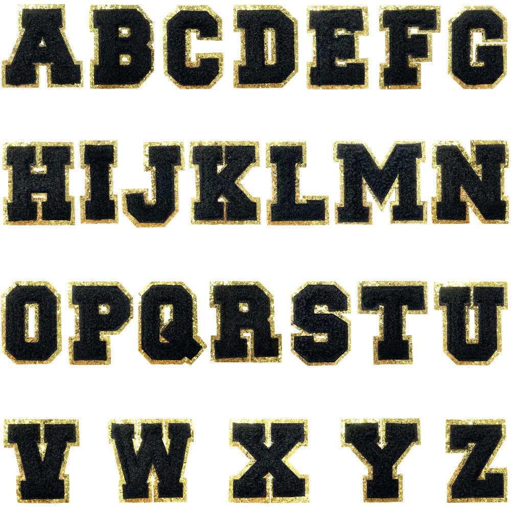 5.5Cm chenille gold leather, a set of 26 English letters A-Z