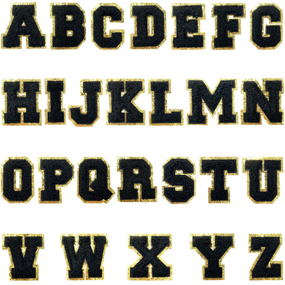 5.5Cm chenille gold leather, a set of 26 English letters A-Z